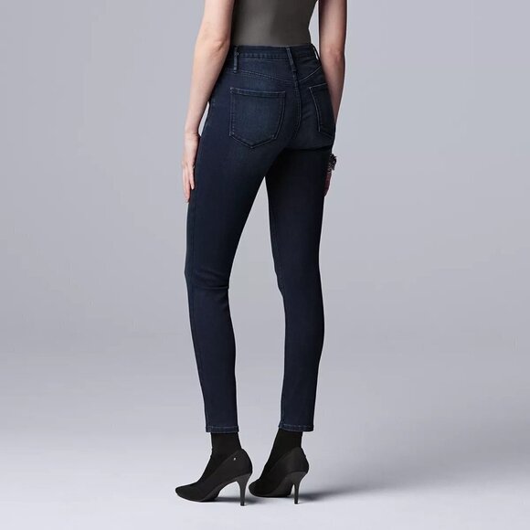 Simply Vera Wang Womens High Rise Dark Wash Button Fly Skinny Jeans Sz 18 New - Picture 3 of 9